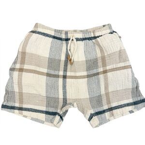 1 + in the family Kids Plaid Drawstring Shorts - Cream & Tan 36m
